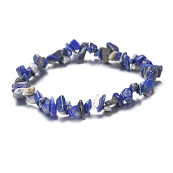 Lapis Lazuli Bracelet extensible en perles de lapis-lazuli naturel pour femmes, 6-3/4~8-5/8 pouce (17~22 cm)