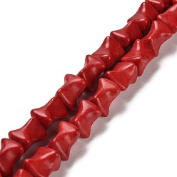 Brique Rouge Chapelets de perles synthétiques howlite, teint, os, firebrick, 13x9~10x9~10mm, Trou: 1.6mm, environ367 pcs / 500 g