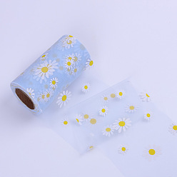 Bleu Clair Rouleaux de tissu de tulle en polyester de mètres, Bobine de ruban de tournesol en maille déco pour mariage et décoration, bleu clair, 25 pouces (4 mm)