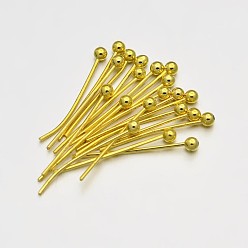Golden Brass Ball Head Pins, Golden, 30mm, Pin: 0.5mm, 24 Gauge, Head: 2mm, about 8330pcs/500g