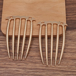 Light Gold Alloy Hair Comb Findings, with Loops, Light Gold, 72x48mm