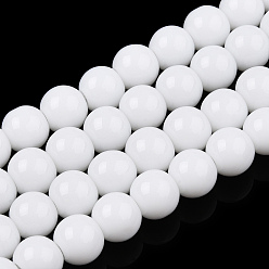 Blanc Perles de verre opaques de couleur unie, ronde, blanc, 6~6.5mm, Trou: 1.4mm, Environ 67~70 pcs/chapelet, 14.76 pouces ~ 15.16 pouces (37.5~38.5 cm)