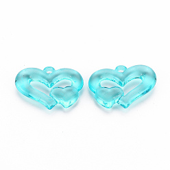 Light Blue Transparent Acrylic Beads, Heart to Heart, Light Blue, 27x34x6mm, Hole: 3mm, about 191pcs/500g