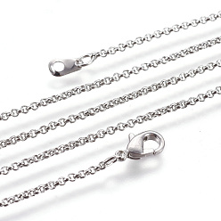 Platinum Brass Chain Necklaces, Platinum, 18.8 inch, 1.6mm