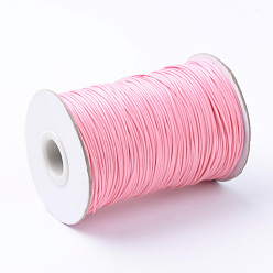 Pink Корейская вощеной шнуры полиэфирные, розовые, 1.5 мм, около 200 ярдов / рулон (600 футов / рулон)