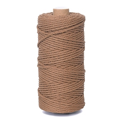 Camel 100M Round Cotton Braided Cord, for DIY Handmade Tassel Embroidery Craft, Camel, 3mm, about 109.36 Yards(100m)/Roll