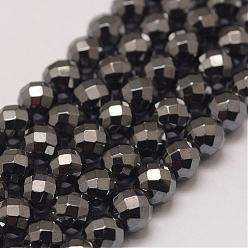 Magnetic Hematite Grade AA Magnetic Synthetic Hematite Bead Strands, Faceted, Round, 8mm, Hole: 1mm, about 50pcs/strand, 15 inch