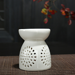 Round Porcelain Tealight Candle Holder, Aromatherapy Aroma Burner, Wax Melt Burners, for Home Bedroom Decoration, Round Pattern, 7.4x8.65cm, Inner Diameter: 6.5cm
