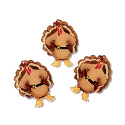 Sandy Brown Thanksgiving Day Translucent Resin Pendants, Turkey Charms, Sandy Brown, 47x35x2mm, Hole: 1.4mm