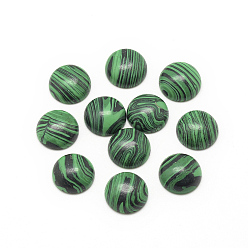 Малахит Синтетические малахитовые кабошоны, окрашенные, полукруглые / купольные, 20x6 мм