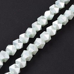 Honeydew Glass Pearl Beads Strands, Faceted, Polygon, Honeydew, 7.5x7.5mm, Hole: 1mm, about 49pcs/strand, 14.09 inch(35.8cm)