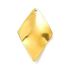 Golden Ion Plating(IP) 201 Stainless Steel Pendants, Rhombus Charm, Golden, 26.5x16x1mm, Hole: 1.2mm