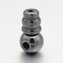 Noir Non-magnétiques synthétiques hématite 3 perles trou gourou, perles t-percées, noir, 15x7mm, Trou: 1~2mm