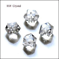 Clear Imitation Austrian Crystal Beads, Grade AAA, Faceted, Cornerless Cube Beads, Clear, 4x4x4mm, Hole: 0.7~0.9mm