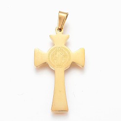 Golden 304 Stainless Steel Pendants, Cross, CssmlNdsmd Cross God Father Religious Christianity Pendant, Golden, 35x20x2mm, Hole: 4x7mm