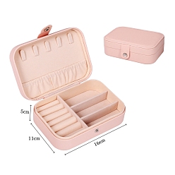 Pink Коробка для хранения ювелирных изделий из искусственной кожи, Портативный дорожный органайзер для ювелирных изделий для сережек, Кольца, хранение ожерелий, прямоугольные, розовые, 16x10x5 см