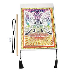 Yellow Chakra Cloth Wall Hanging Tapestry, Trippy Yoga Meditation Tapestry, Vertical Tapestry, for Home Decoration, Rectangle, Yellow, 653~665x345~349x1mm