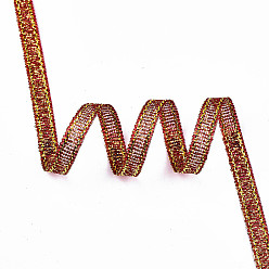 Brique Rouge Ruban métallique pailleté, Ruban d'éclat, avec des cordons métalliques argentés et dorés, cadeaux de la Saint-Valentin, firebrick, 1/4 pouces (5 mm), à propos de 300yards / roll (274.32m / roll)