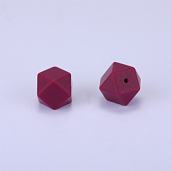 Púrpura Cuentas de silicona hexagonales, masticar cuentas para mordedores, diy collares de enfermería haciendo, púrpura, 23x17.5x23 mm, agujero: 2.5 mm