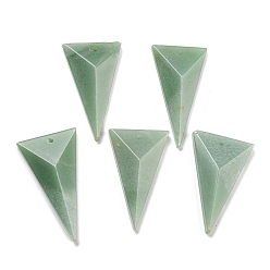 Зеленый Авантюрин Естественный зеленый авантюрин подвески, граненые треугольник прелести, 42~49.5x24.5~27.5x7~9.5 мм, отверстие : 1.2 мм