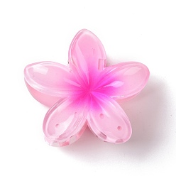 Rose Nacré Plastique de pinces à cheveux griffes, avec les accessoires en fer, pour femme filles, fleur, perle rose, 74x79x45mm