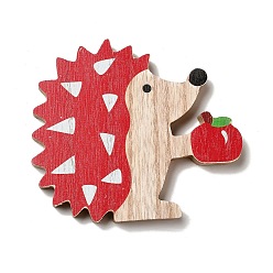 Hedgehog Cabujones de madera impresos de una sola cara de otoño, erizo, 103x118x12 mm