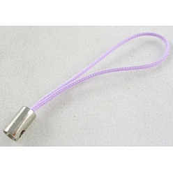 Lilac Mobile Phone Strap, Colorful DIY Cell Phone Straps, Nylon Cord Loop with Alloy Ends, Lilac, 50~60mm