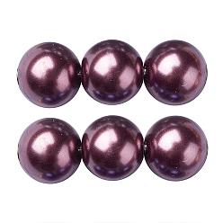 Sienna Eco-Friendly Dyed Glass Pearl Beads Strands, Grade A, Round, Cotton Cord Threaded, Sienna, 5mm, Hole: 1.2~1.5mm, about 80pcs/strand, 15.7 inch