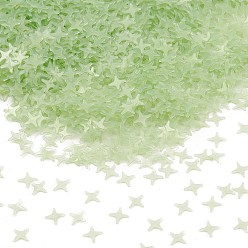 Vert mer Foncé Perles de paillettes en plastique, Style mat, décorations artisanales à coudre, étoiles, vert de mer foncé, 4x4x0.2mm