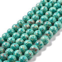 Светлый Морско-зеленый Синтетические имперские нитки из бисера яшмы, окрашенные, круглые, светло-зеленый, 10 мм, отверстие : 1.4 мм, около 38 шт / нитка, 14.57'' (37 см)