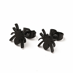 Electrophoresis Black Хэллоуин паук 304 серьги из нержавеющей стали для женщин, электрофорез черный, 9x8 мм, штифты : 0.7 мм