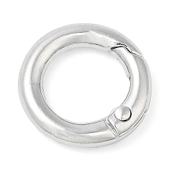 Platinum Rack Plating Brass Spring Gate Rings, Round Ring, Lead Free & Cadmium Free, Long-Lasting Plated, Platinum, 6 Gauge, 20x4mm