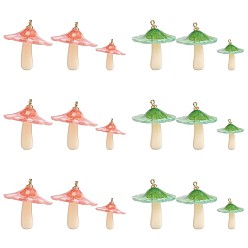 Couleur Mélangete 12 pcs champignon charme pendentif acrylique champignon charme coloré avec anneau de saut pour bijoux collier bracelet boucle d'oreille faisant de l'artisanat, couleur mixte, 23x22mm