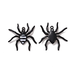 Electrophoresis Black Halloween rack placage alliage émail pandants, charme d'araignée, électrophorèse noir, 36.5x35.5x4.5mm, Trou: 1.7mm