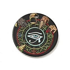 Eye of Ra 201 colgantes de acero inoxidable, plano y redondo, color acero inoxidable, ojo de ra patrón, 25x1 mm, agujero: 1.8 mm