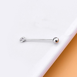Platinum Rhodium Plated 925 Sterling Silver Screw On Eye Ball Pins, Beadable Pin, for Jewelry Making, Platinum, 19 Gauge, 10.3mm, Ball: 3mm, Pin: 0.94mm, Hole: 1.4mm