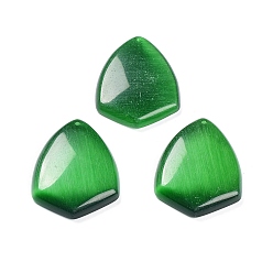 Green Cat Eye Pendants, Triangle Charms, Green, 45.5x35x7.5mm, Hole: 1.4mm
