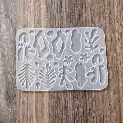 White DIY Bohemian Style Irregualr Pendants Silicone Molds, Resin Casting Molds, for UV Resin, Epoxy Resin Jewelry Making, Arch/Leaf/Sea Grass, White, 112x155x4.5mm, Hole: 1mm, Inner Diameter: 9.5~54x9.5~28.5mm