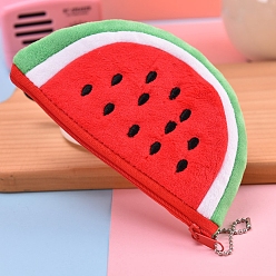 Watermelon Fruit Pattern Plush Wallet Pocket, Coin Purse with Zipper, Mini Pouch Purse, Watermelon Pattern, 14x9x1cm