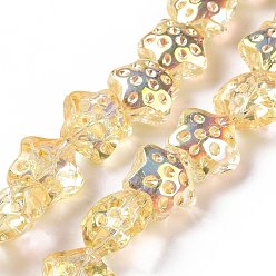 Oro Transparentes cuentas de vidrio electroplate hebras, arco iris chapado, estrella, oro, 15x15x9 mm, agujero: 1.2 mm, sobre 45 unidades / cadena, 23.62 pulgada (60 cm)