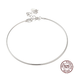 Platine Plaqué rhodium 925 bracelets en argent sterling, bracelets de perles bricolage réglables pour femmes, avec poinçon s et fermoir tournant, platine, 925 pouce (6-1/2 cm)