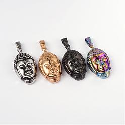 Mixed Color 316L Surgical Stainless Steel Pendants, Buddha Head, Mixed Color, 39x24x13mm, Hole: 5mm