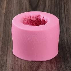 Pearl Pink Rose Flower Ball Candle Molds, DIY Food Grade Silicone Molds, for Rose Bouquet Scented Candle Making, Pearl Pink, 7.5x5.65cm