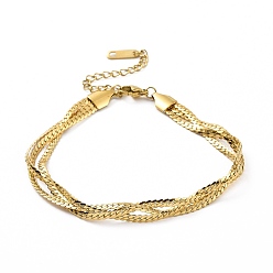 Золотой 304 плетеный браслет-цепочка из нержавеющей стали с кубинскими звеньями для женщин, золотые, 6-1/4~6-5/8 дюйм (16~16.9 см)