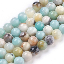 Flower Amazonite Natural Flower Amazonite Beads Strand, Round, 6mm, Hole: 1.5mm, about 62~63pcs/strand, 14.96 inch(38cm)