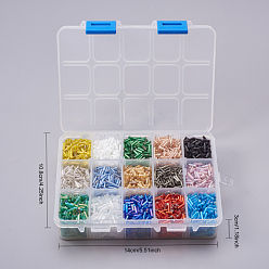 Mixed Color DIY Jewelry Findings, Transparent Colours Rainbow Glass Bugle Beads, Mixed Color, 6x1.8mm, Hole: 0.6mm