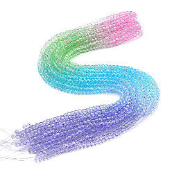 Средний Фиолетовый Прозрачные стеклянные бусины, сегментированные разноцветные бусины, граненый (32 граней), круглые, средне фиолетовый, 4~4.5 мм, отверстие : 1 мм, около 90~95 шт / нитка, 13.98'' (35.5 см)
