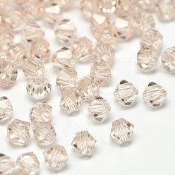 Marron Clair Imitation 5301 perles de bicône, verre transparent perles à facettes, bisque, 3x2.5mm, Trou: 1mm, environ 720 pcs / sachet 