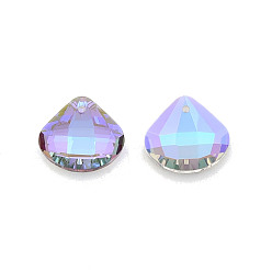 Lilac Electroplate Faceted Glass Pendants, Fan, Lilac, 18x19.5x7.5mm, Hole: 1.6mm