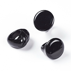 Black Agate Natural Black Agate Finger Rings, Dyed & Heated, Mixed Shapes, US Size 7 1/4(17.5mm)